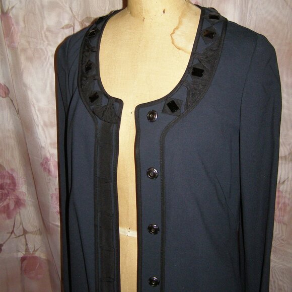 NWOT size M/L Elie Tahari Navy Blue Blazer/Cardigan - Picture 6 of 12
